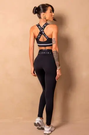 Legging Time For Me Preta Com Viés S/E