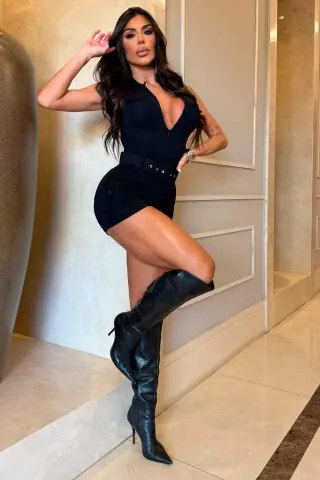 Black Shine Cutout Jumpsuit Black Shine Cutout Jumpsuit