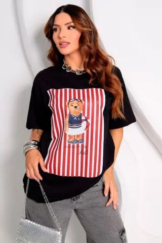 T-Shirts Teddy Stripes Black T-Shirts Teddy Stripes Black