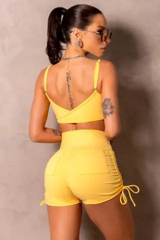 Shorts Smash Com Silk Amarelo S/E Shorts Smash Com Silk Amarelo S/E