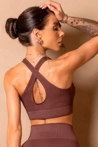 Seamless Top Enjoy The Moment Brown