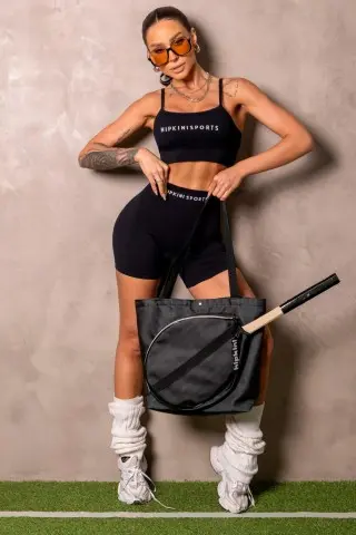 Black Seamless Smash Top with Thin Straps