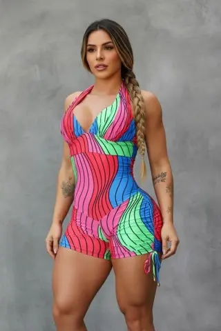 Abstract Padded Romper