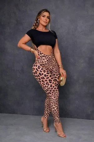 Macacão Audaces Leopard Luxe C/E