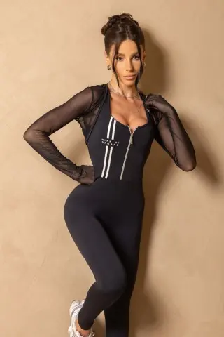 Bolero In Motion Manga Longa Preto em Tule