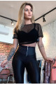 Cropped Tulle Black Blouse