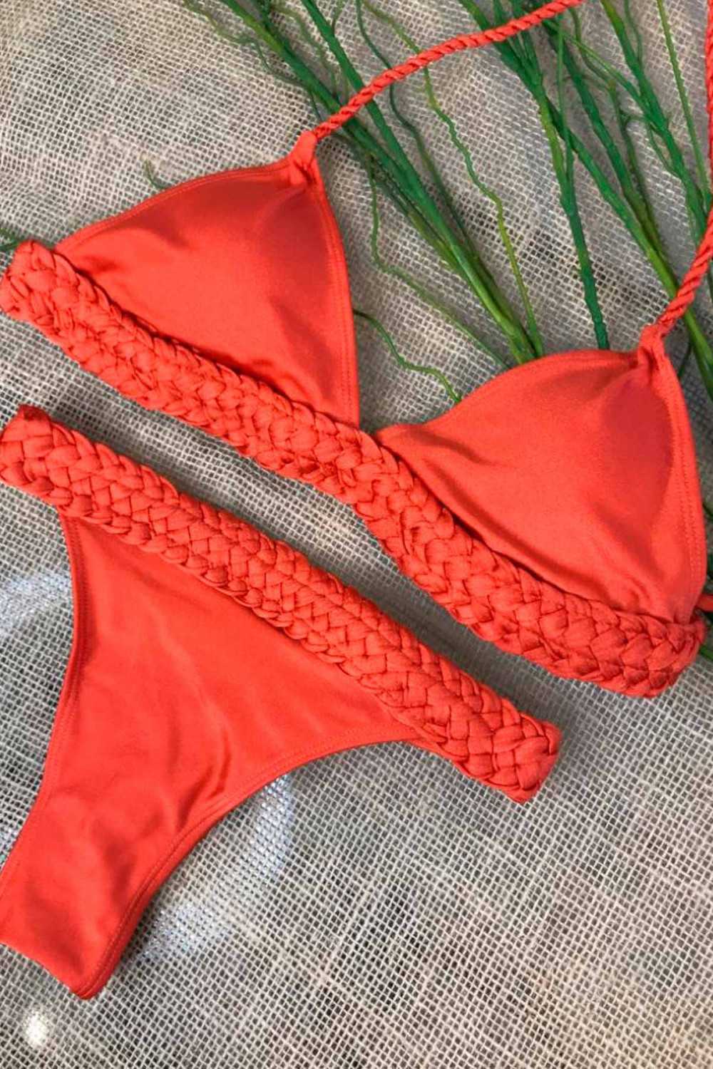 Metallic Orange Braids Bikini