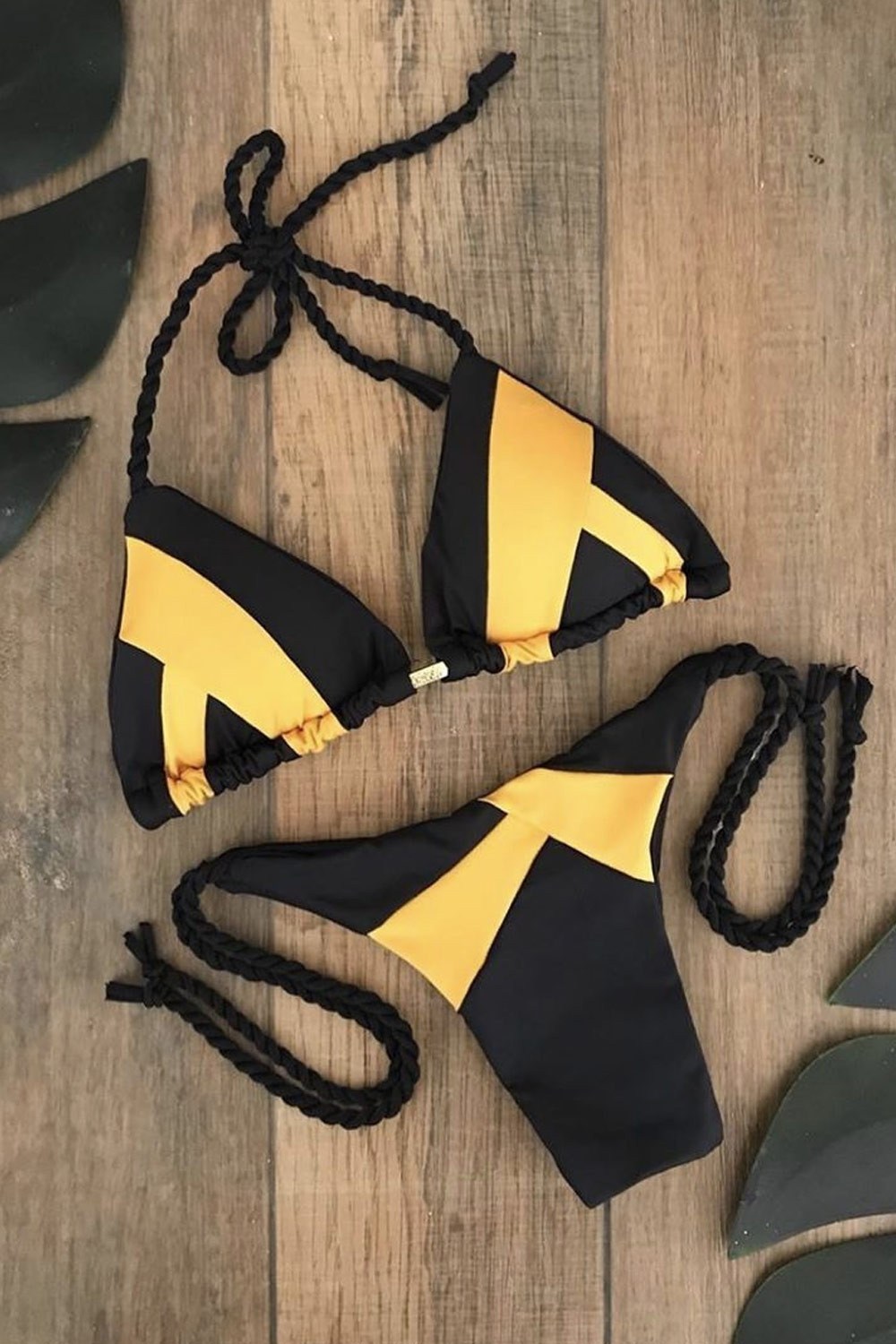 Black/Yellow Geometric Colors Bikini