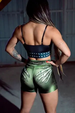 Shorts Fitness Naughty Skeleton Olive
