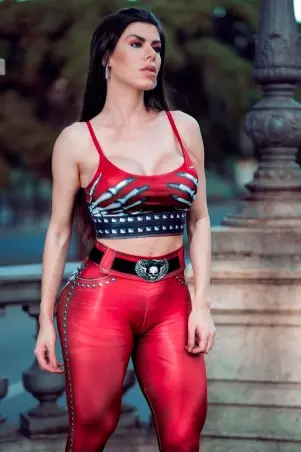 Red Fitness Naughty Skeleton Top