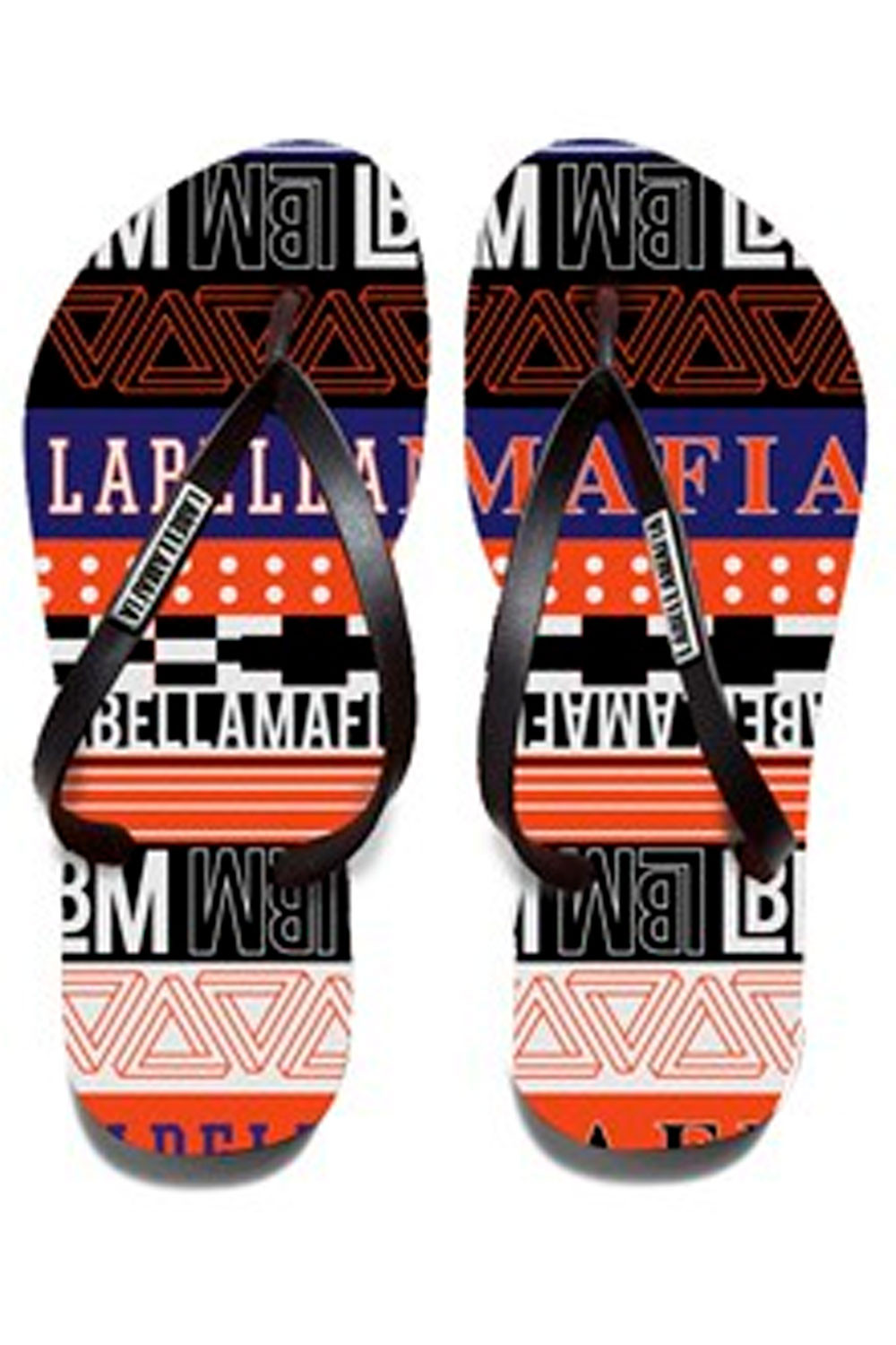 LabellaMafia Orange and Black Printed Flip Flop Slipper