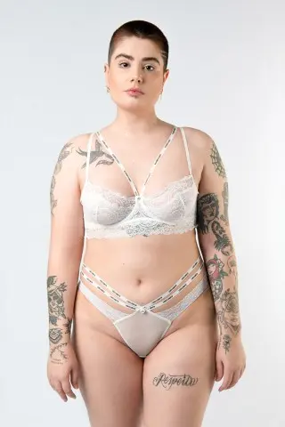 LabellaMafia White Tulle and Lace Thong Panties LabellaMafia White Tulle and Lace Thong Panties