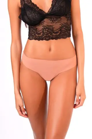 LabellaMafia Nude Seamless Thong Panties with Lace