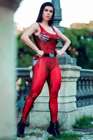 Macacão Fitness Naughty Skeleton Red