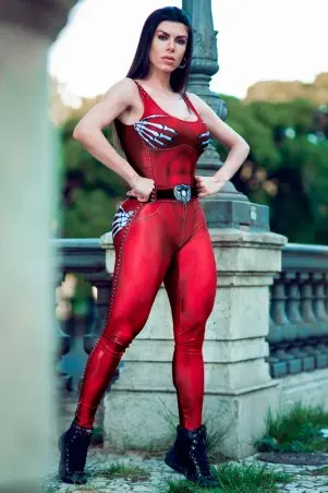 Red Fitness Naughty Skeleton Jumpsuit