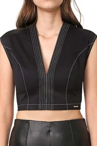 Colcci Topstitching Black Cropped