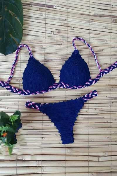 Navy Blue Crochet Bikini...